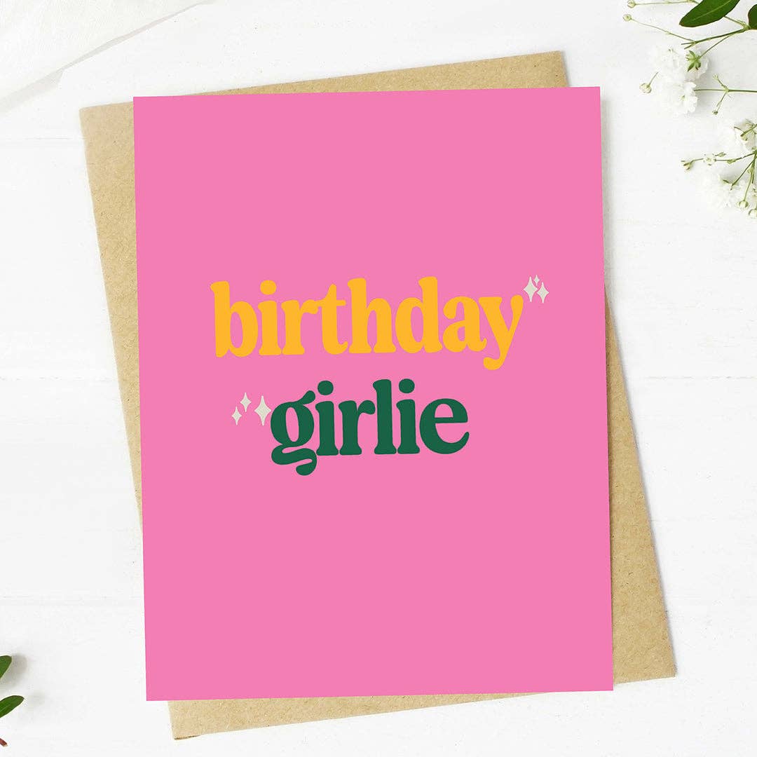 Greeting Card with Pink Text for Girl’s Birthday