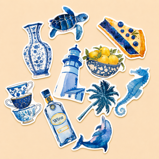 Blue assorted stickers (10)