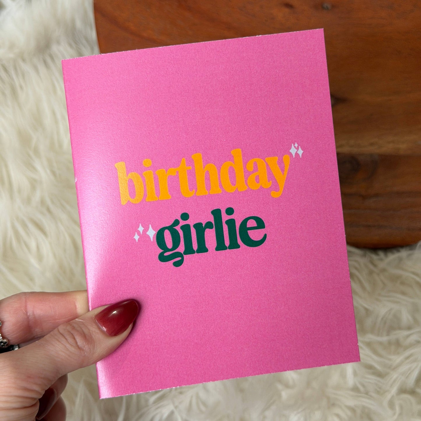 Greeting Card with Pink Text for Girl’s Birthday
